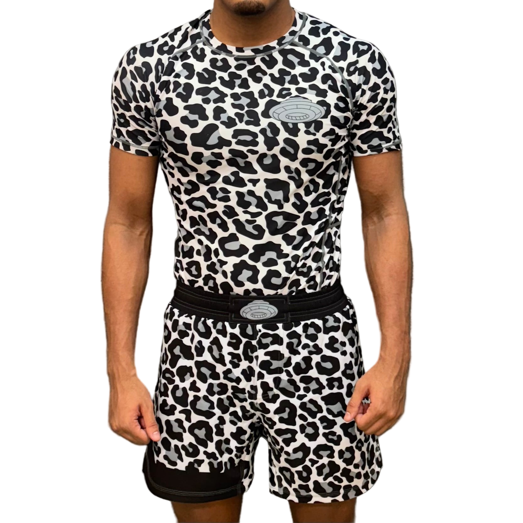 White Leopard Grapple Shorts