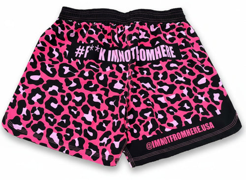 Pink Leopard Grapple Shorts