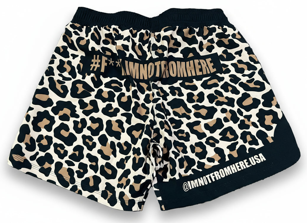 Brown Leopard Grapple Shorts [PREORDER]