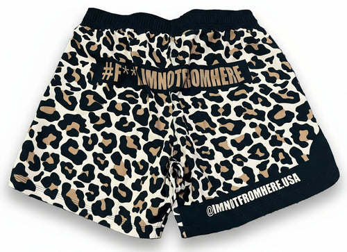 Brown Leopard Grapple Shorts