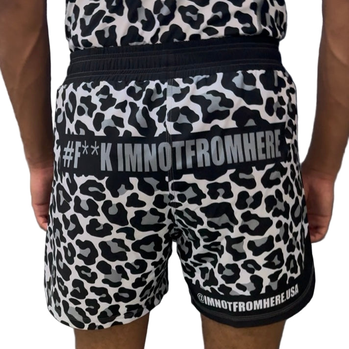 White Leopard Grapple Shorts [PREORDER]